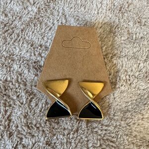 Avon vintage Gold and Black Geometric Earrings